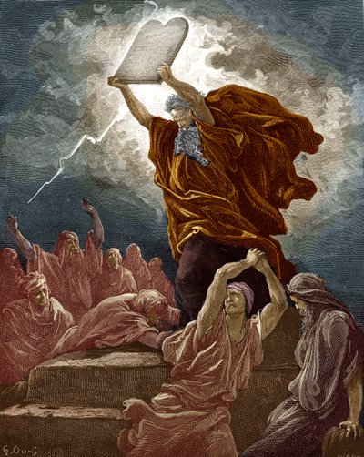 Moses Breaks the Tablets of the Law - Bible by Gustave Dore